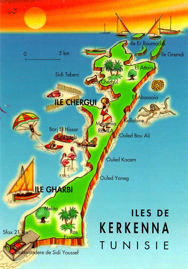 Mapa de las Islas Kerkennah