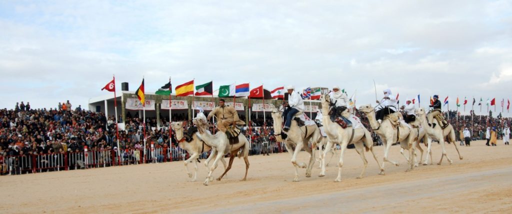 Carreras de dromedarios en el festival del Sáhara de Douz