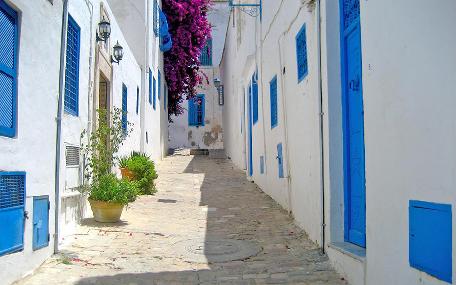 Calles de Sidi Bou Said en Túnez